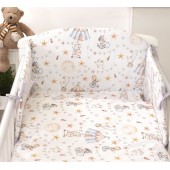 Set lenjerie din bumbac cu protectie laterala pentru pat bebe 120 x 60 cm, circ blue, amy