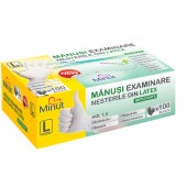 Manusi examinare latex nepudrate Minut, marimi L albe