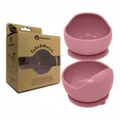Bol, petite&mars, take&match, din silicon, cu ventuza, fara bpa, 6 luni+, 350 ml, roz