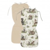 Salteluta pentru carucior, miminu, reversibila, cu doua fete, din catifea si bumbac, materiale certificate oeko tex standard 100, 78 x 34 cm, design, calm forest natural/nugat