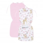 Salteluta pentru carucior, miminu, reversibila, cu doua fete, din catifea si bumbac, materiale certificate oeko tex standard 100, 78 x 34 cm, sweet deer pink/pink