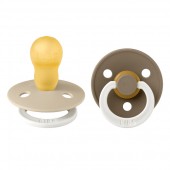 BIBS - Set 2 suzete fosforescente Colour Glow Latex, tetina rotunda, 18 luni +-Vanilla/Dark Oak