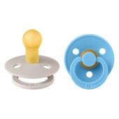 BIBS - Set 2 suzete Colour Latex, tetina rotunda, 0 luni +-Mushroom/Breeze