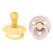 BIBS - Set 2 suzete Colour Latex, tetina rotunda, 6 luni +-Pale Butter/Petal