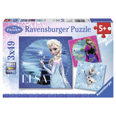 PUZZLE FROZEN ELSA, ANNA SI OLAF, 3x49 PIESE