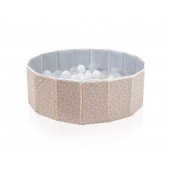 Piscina uscata pliabila cu bile, babyjem, 30x83 cm, 100 bile albe, somon