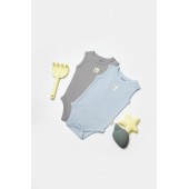 Set 2 body-uri fara maneci bamboo, bleu, babycosy, 50% bambus+50% bumbac (marime: 18-24 luni)