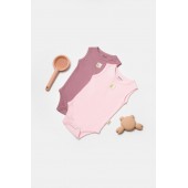 Set 2 body-uri fara maneci bamboo, roz, babycosy, 50% bambus+50% bumbac (marime: 6-9 luni)