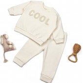 Set bluzita si pantaloni cool - ecru, babycosy (marime: 3-6 luni)