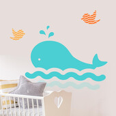 Stickere perete copii Cute Whale - 100 x 37 cm