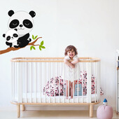 Stickere perete copii Panda cu pui - 50 x 43 cm