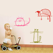 Stickere perete copii Pisicute cuminti - 100 x 114 cm