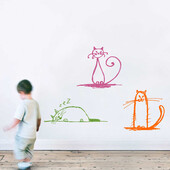 Stickere perete copii Pisicute vesele - 70 x 92 cm