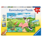 Puzzle animale la ferma, 2x12 piese