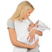 Prosop de baie pentru bebelus si mama Bamboo Penguin white Clevamama