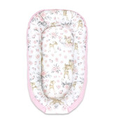 MimiNu - Cosulet bebelus pentru dormit, Baby Nest 105x66 cm, Velvet Sweet Deer Pink