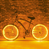 Kit fir luminos el wire pentru tuning roti bicicleta, lungime 4 m, invertoare incluse culoare galben