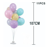 Set 11 baloane multicolore, cu suport, 107 cm