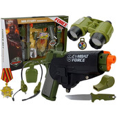 Set de joaca pentru copii, pistol cu toc, binoclu si diverse accesorii de armata, leantoys, 7865