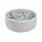Piscina uscata cu 200 de bile (alb, gri, mint) meowbaby  , 90x30 cm, gri deschis