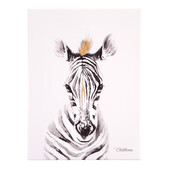 Pictura in ulei Childhome 30x40 cm, Zebra cu detalii aurii