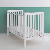 Patut din lemn pentru bebe, inaltime saltea reglabila, clasic alb 120x60 cm