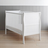 Patut din lemn pentru bebe, inaltime saltea reglabila, noble alb 120x60 cm