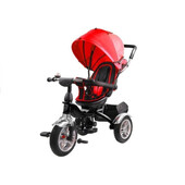 Tricicleta cu pedale pentru copii, cu scaun rotativ si copertina rosie, leantoys, 7671