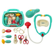 Trusa medicala pentru copii, valiza turcoaz, micul doctor, leantoys, 4292