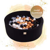 Piscina uscata cu 250 de bile (negru, alb perlat, auriu, transparent) meowbaby  , glamour, 90x30 cm, negru