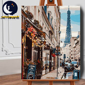 Set pictura pe numere (panza) Un colt din Paris 50x40 cm