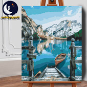 Set pictura pe numere (panza) Barci pe lacul Bries 50x40 cm