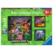 PUZZLE MINECRAFT, 3x49 PIESE