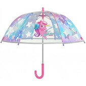 Umbrela Perletti Unicorn automata rezistenta la vant transparenta 42 cm