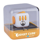 Cub antistres, fidget cube, alb si portocaliu