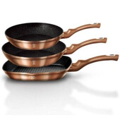 Set de tigai marmorate, 3 piese, din aluminiu forjat, rose gold line, berlinger haus, bh 1279