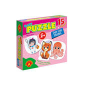 Puzzle educativ mega Box, Vulpita si prietenii, 15 imagini, +2 ani, Alexander Games