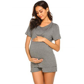 Pijama gravide cu mânecă scurtă pentru sarcină și alăptare