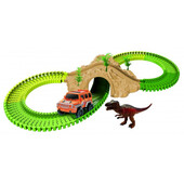 Pista Jurassic RS Toys cu 4 dinozauri si masina