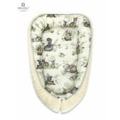 MimiNu - Cosulet bebelus pentru dormit, Baby Cocoon 75x55 cm, Cu doua fete, Din tesatura imitatie de lana si bumbac, Ecru Calm Forest Natural