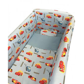 Lenjerie de patut bebelusi 120x60 cm cu aparatori maxi cars