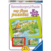 Puzzle animale in gradina, 3x6 piese