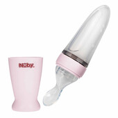 Nuby - Lingurita cu rezervor, Din silicon, 90 ml, 3 luni+, Roz