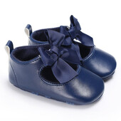 Pantofiori cu fundita (culoare: bleumarine, marime: 6-12 luni)