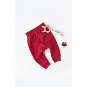 Pantaloni bebe unisex din bumbac organic rosu (marime: 12-18 luni)