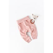 Pantaloni bebe unisex din bumbac organic roz pudra (marime: 6-9 luni)