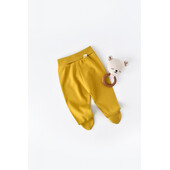 Pantaloni cu botosei - bumbac organic galben (marime: 3-6 luni)