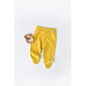 Pantaloni cu botosei - bumbac organic galben pal (marime: 3-6 luni)