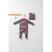 Salopeta cu caciulita pentru bebelusi colorful autum, tongs baby (culoare: gri, marime: 6-9 luni)