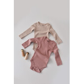 Set de 2 body-uri cu maneca lunga din bumbac organic si modal - roz/blush (marime: 12-18 luni)